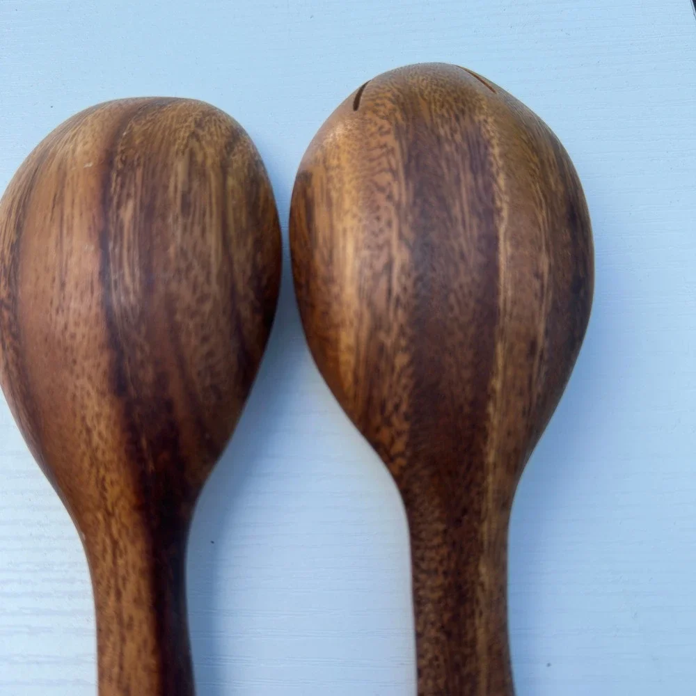 Teak Wood Salad Servers MCM Serving Spoon Fork Set Mid Century Modern 12